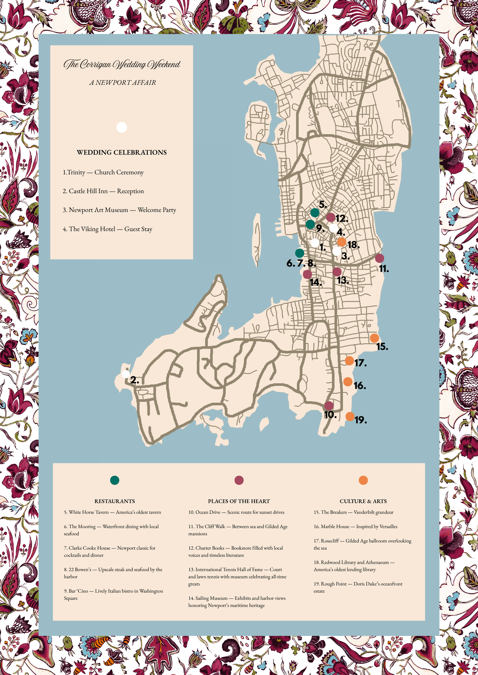 Map of Newport Wedding Locations